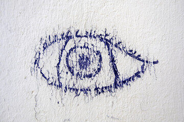Eye painted on wall