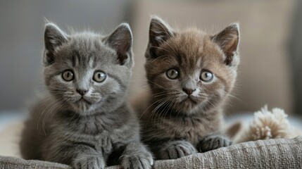 Small toddlers brownish gray kittens