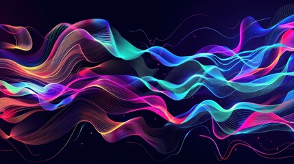 Abstract flowing wavy lines. Colorful dynamic waves. AI generated image