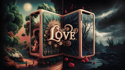 A poster for love with the words love on it.