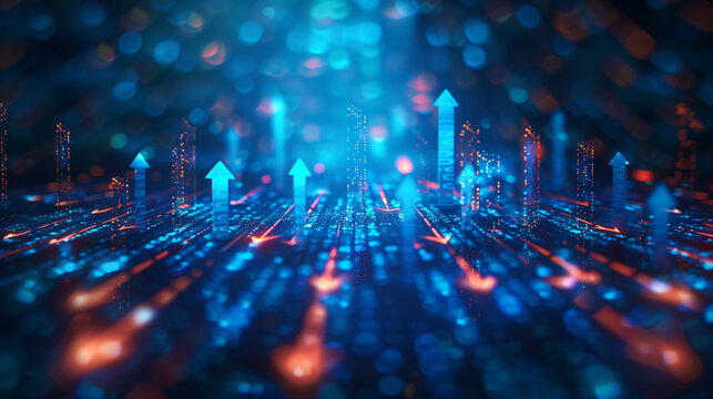 A concept of digital traffic or exchange a business growth. blue background with arrows