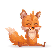 Fototapeta premium Happy cartoon fox character. Vector illustration
