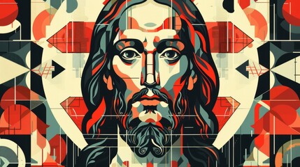 Stylish and modern composition of Jesus' icons arranged in a minimalist - Powered by Adobe