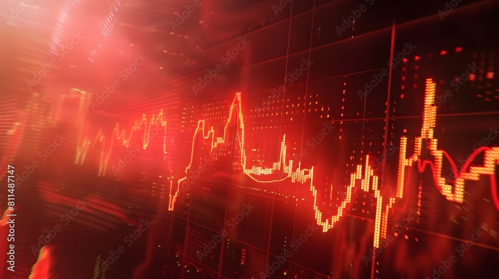 Poster a vibrant visualization of a fluctuating index chart on a computer screen showcasing the dynamics