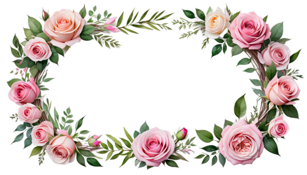 watercolor pink invitation drawing card frame wreaths printing design set roses other dding floral hand greeting flowers chaplet blossom rose spring garden illustration isolated leaf nature summer