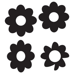 Flowers icon set. Flowers isolated on transparent background. Flowers in modern simple. Cute round flower plant nature collection. Vector illustrato