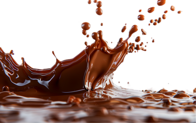 Splashes of chocolate caramel isolated on transparent background. 