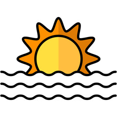 sun set lineal multi color icon, related to summer theme