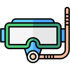 snorkle lineal multi color icon, related to summer theme