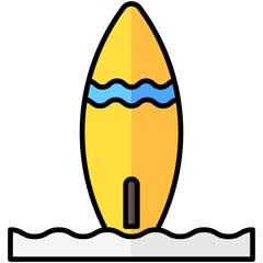 surfboard lineal multi color icon, related to summer theme