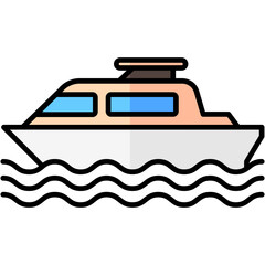 yatch lineal multi color icon, related to summer theme