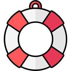 lifebuoy lineal multi color icon, related to summer theme