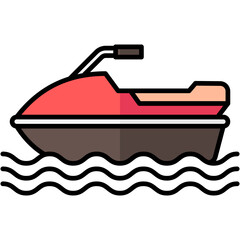 jetski lineal multi color icon, related to summer theme