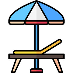 sunbed lineal multi color icon, related to summer theme
