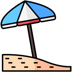 beach lineal multi color icon, related to summer theme