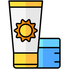 sunscreen lineal multi color icon, related to summer theme