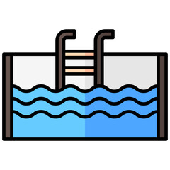 pool lineal multi color icon, related to summer theme