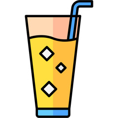 cold drink lineal multi color icon, related to summer theme