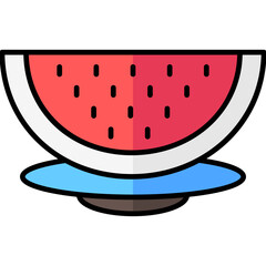 watermelon lineal multi color icon, related to summer theme
