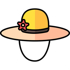 pamela hat lineal multi color icon, related to summer theme