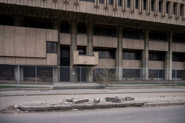 Former Calgary Board of Education Building in downtown Calgary. Build in the brutalist architectural style.