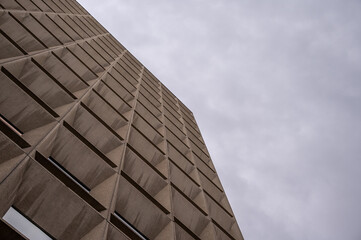 Detail of an office tower in Calgary in the brutalist style.