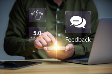 Customer feedback and rating ,  customer give a comment feedback and five star rating , customer...