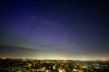London experienced an extremely rare aurora borealis outbreak, with colorful northern lights visible even in the city. 