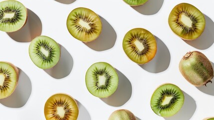 Fototapeta premium Kiwi fruits against a white backdrop