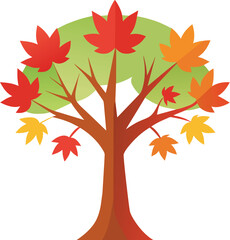 Fototapeta premium Maple tree illustration, tree iconic for canadian