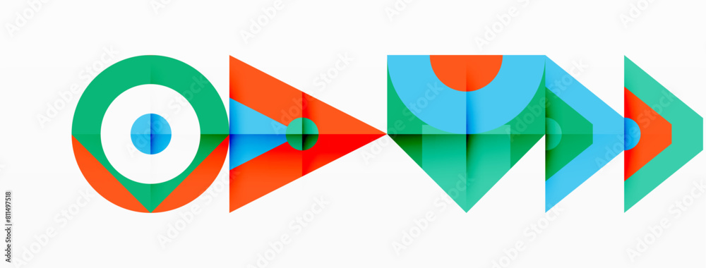 Aufkleber a vibrant logo featuring arrows in different directions, framed by a symmetrical pattern resembling 