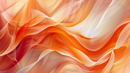 Behold the elegance of abstract artistry with wavy orange and light red lines flowing gracefully across the composition