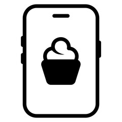 food recipe app on mobile phone icon