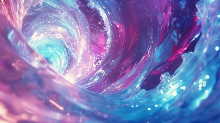 Bold and dynamic, this 3D render features a riot of blue, purple, and turquoise swirls that seem to leap off the screen with their vibrant energy