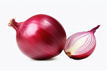 Red onion isolated on white background.