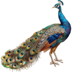Obraz premium side view of peacock transparent isolated on white png