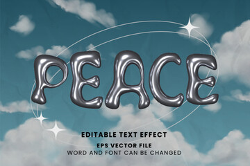 Peace y2k holographic chrome 3d inflated text effect
