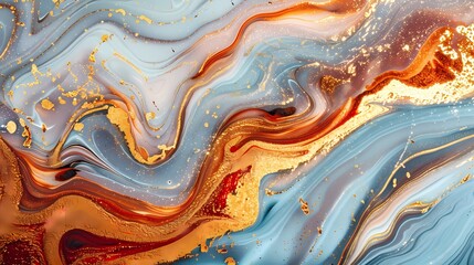 Abstract art of swirling blue and gold resembling marble