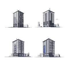 Icon Set of high-rise buildings 