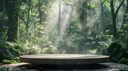 showcase product podium, randon theme Forest