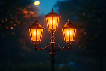 Street Light at Night, White Background, Sharp Detail, Canon 35mm Shot, Realistic, Photo, 4K