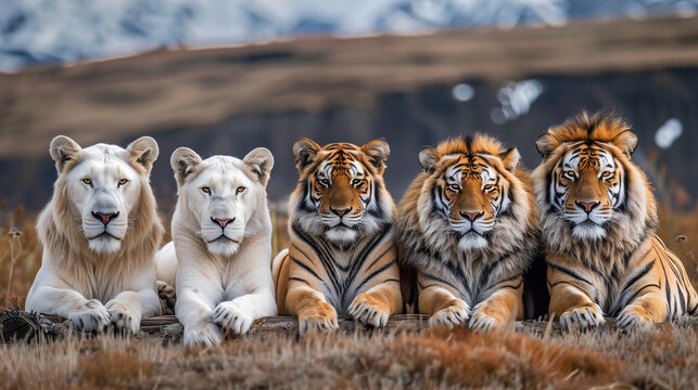tiger in the zoo family photo of tiger with wife white female tiger on the roack a