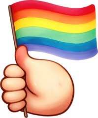 Watercolor Pride Month Clipart: LGBT Rights, Rainbow, and Diversity Themes. Colorful LGBT Pride Hand: Gay, Lesbian, Bisexual, Transgender Symbols. Handcrafted Celebrating Pride, Equality, and Love