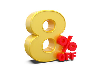 8 percent off promotion 3d render