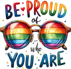 Watercolor Pride Month Clipart: LGBT Rights, Rainbow, and Diversity Themes. Colorful LGBT Pride Glasses: Gay, Lesbian, Bisexual, Transgender Symbols. Handcrafted Celebrating Pride, Equality, and Love