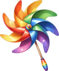 Watercolor Pride Month Clipart: LGBT Rights, Rainbow, and Diversity Themes. Colorful LGBT Pride Pinwheel Gay, Lesbian, Bisexual, Transgender Symbols. Handcrafted Celebrating Pride, Equality, and Love