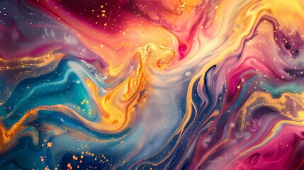 A cosmic dance of swirling colors and glittering stars