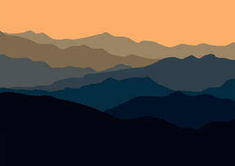 Panorama mountains landscape vector design illustration.