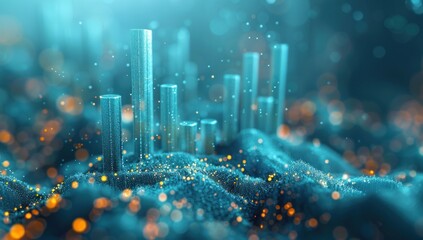 Showcase a visually stimulating image of a 3D bar graph rising from a foundation of larva texture, representing the resilience and adaptability of businesses in fluctuating markets