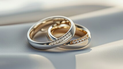 A pair of luxury wedding rings. AI generated image